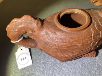 A Chinese Yixing 'phoenix' stoneware teapot and cover, Kangxi