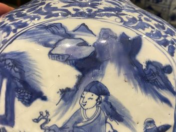 Two Chinese blue and white vases and covers, Wanli