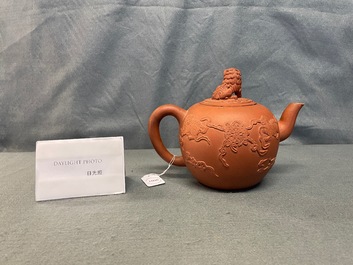 A large Chinese Yixing stoneware teapot and cover, Kangxi