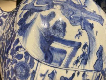 Two Chinese blue and white vases and covers, Wanli