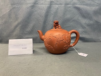 A large Chinese Yixing stoneware teapot and cover, Kangxi