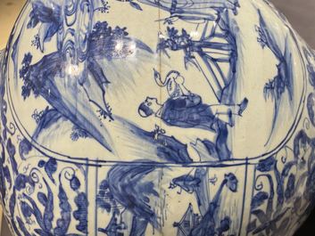 Two Chinese blue and white vases and covers, Wanli