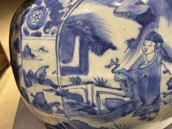 Two Chinese blue and white vases and covers, Wanli