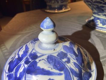 Two Chinese blue and white vases and covers, Wanli