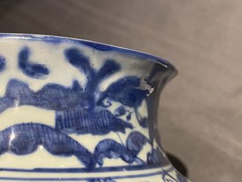 Two Chinese blue and white vases and covers, Wanli