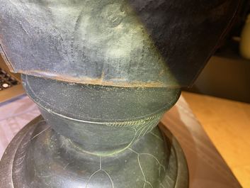 A Japanese inscribed bronze and copper alloy figure of Kanzeon Bosatsu, Edo
