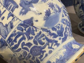 Two Chinese blue and white vases and covers, Wanli