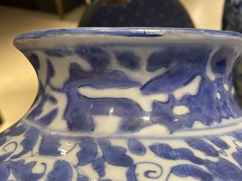 Two Chinese blue and white vases and covers, Wanli