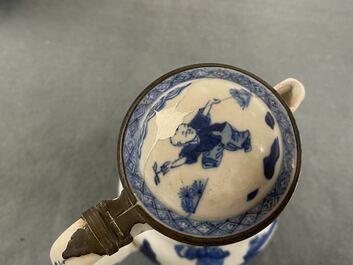 Two Chinese blue and white ewers and covers and two small vases, Kangxi