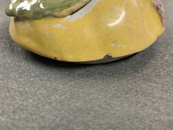 A small polychrome French faience apple-shaped tureen and cover, 18th C.