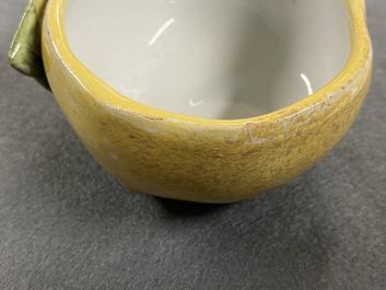 A small polychrome French faience apple-shaped tureen and cover, 18th C.