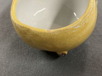 A small polychrome French faience apple-shaped tureen and cover, 18th C.