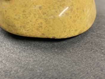 A small polychrome French faience apple-shaped tureen and cover, 18th C.