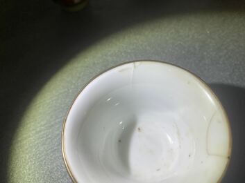 Quatre bols en porcelaine de Chine Bencharong pour le march&eacute; thai, 19&egrave;me