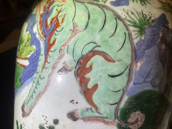 Een Chinese wucai dekselvaas met mythische dieren, Transitie periode