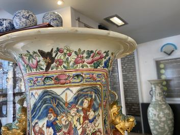 A pair of massive Chinese famille rose vases, 19th C.