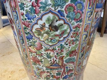 A pair of massive Chinese famille rose vases, 19th C.