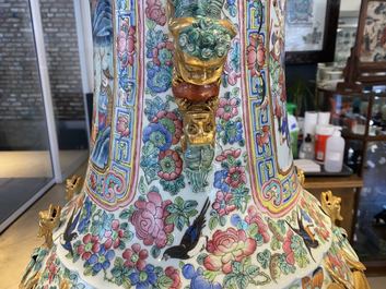 A pair of massive Chinese famille rose vases, 19th C.