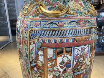 A pair of massive Chinese famille rose vases, 19th C.