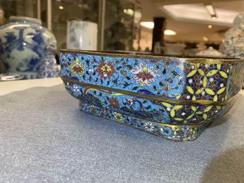 A Chinese square cloisonn&eacute; bowl, Ming