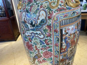 A pair of massive Chinese famille rose vases, 19th C.