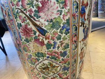 A pair of massive Chinese famille rose vases, 19th C.