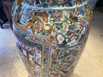 A pair of massive Chinese famille rose vases, 19th C.