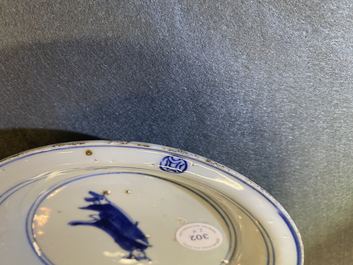 Une paire d'assiettes en porcelaine de Chine en bleu et blanc de type ko-sometsuke pour le march&eacute; japonais, Tianqi
