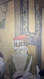 Chinese school, ink and colour on paper, 19th C.: 'The king of hell'