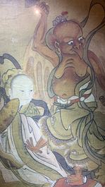 Ecole chinoise, encre et couleurs sur papier, 19&egrave;me si&egrave;cle: 'Le roi de l'enfer'