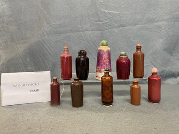 Ten Chinese monochrome snuff bottles, 19/20th C.
