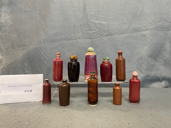 Ten Chinese monochrome snuff bottles, 19/20th C.