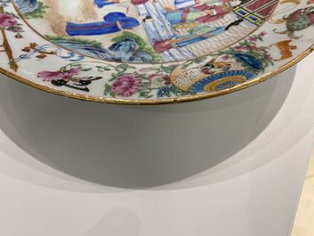 A Chinese Canton famille rose dish and a vase, 19th C.