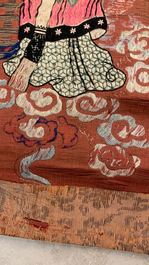 Three Chinese silk embroidered 'Star gods and immortals' panels, 19th C.