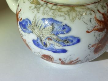 A Chinese 'crane and carps' teapot and cover, Yongzheng