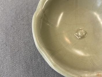 A Chinese Longquan celadon 'turtle in lotus flower' bowl, Song/Yuan