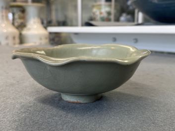 A Chinese Longquan celadon 'turtle in lotus flower' bowl, Song/Yuan