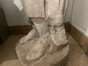 A Roman marble statue of a philosopher holding a parchment roll, ca. 2nd C.