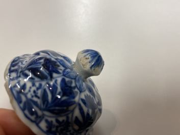 A tall Chinese blue and white teapot and cover, Kangxi