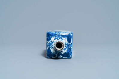A Chinese square blue and white flask, Wanli