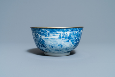 A Chinese blue and white Vietnamese market 'Bleu de Hue' bowl, Kangxi mark, 19th C.