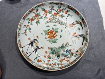A pair of Chinese famille verte dishes, Kangxi