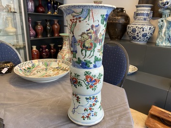 A Chinese wucai 'gu' vase with narrative design, Shunzhi