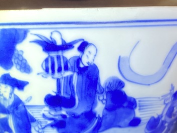 A Chinese blue and white 'immortals' bowl, Kangxi