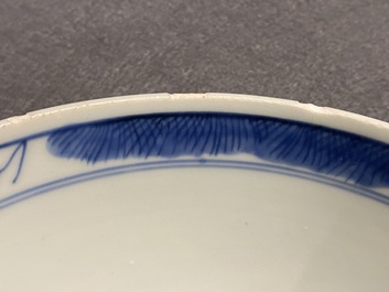 A Chinese blue and white 'immortals' bowl, Kangxi