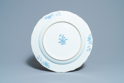 A large Chinese blue and white 'Xi Xiang Ji' dish, Qianlong