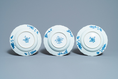 Zes Chinese blauw-witte 'Xi Xiang Ji' borden, Qianlong