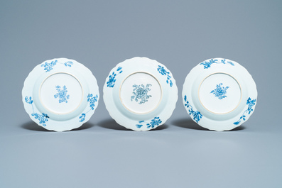 Six Chinese blue and white 'Xi Xiang Ji' plates, Qianlong