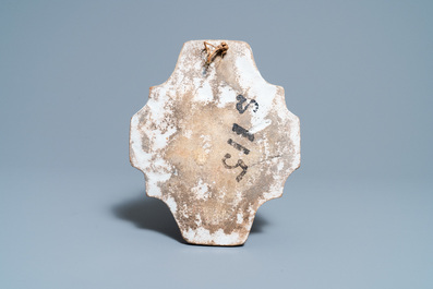 A polychrome Dutch Delft 'Orange tree' plaque, 18th C.