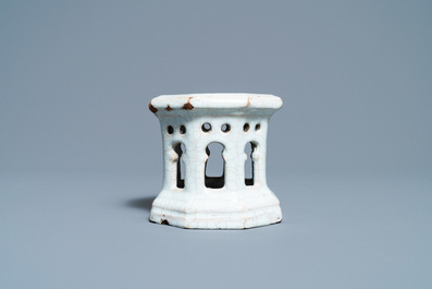 A white Delftware architectural salt cellar, France or Italy, 18th C.